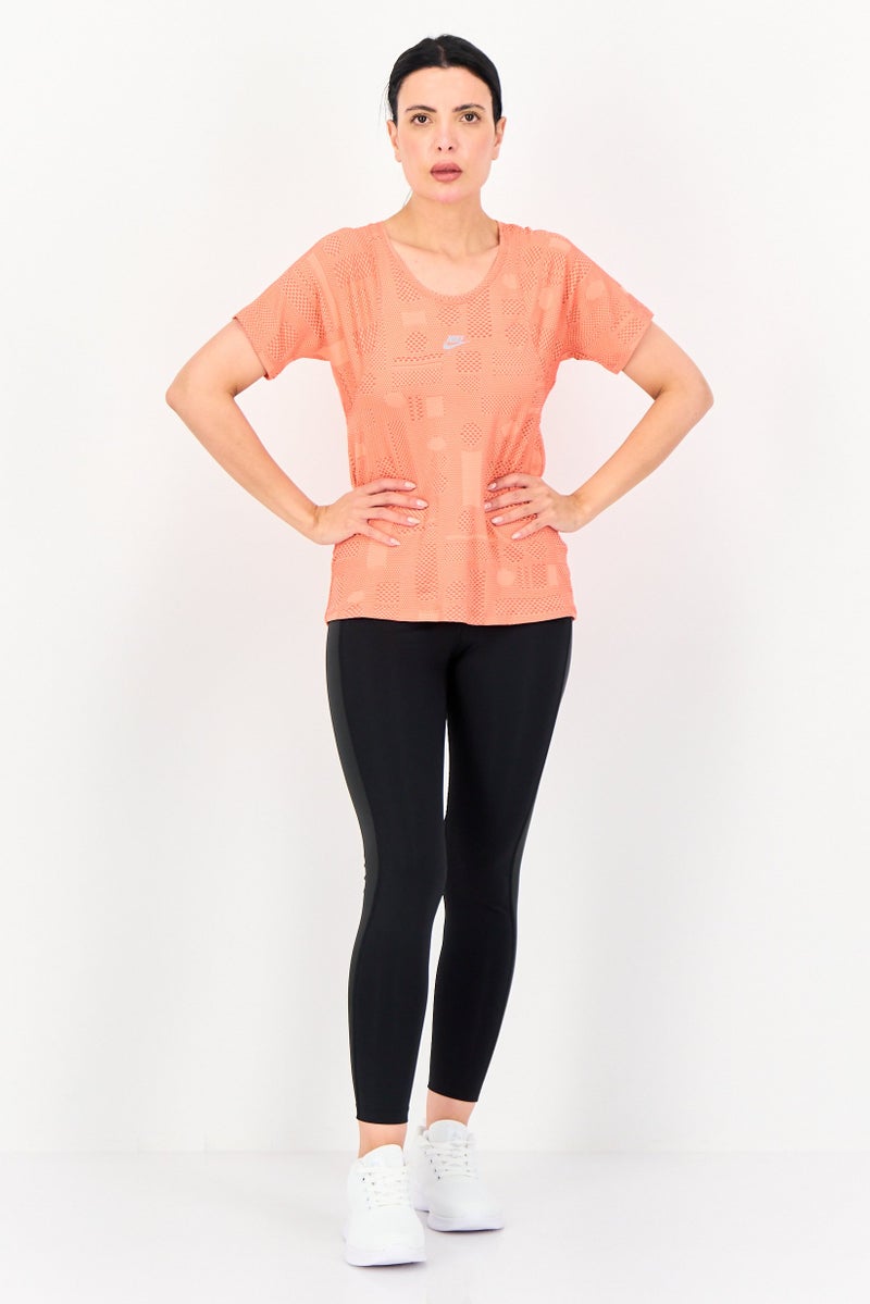 Nike تي شيرت تدريب قصير الأكمام للنساء، برتقالي - Image 4